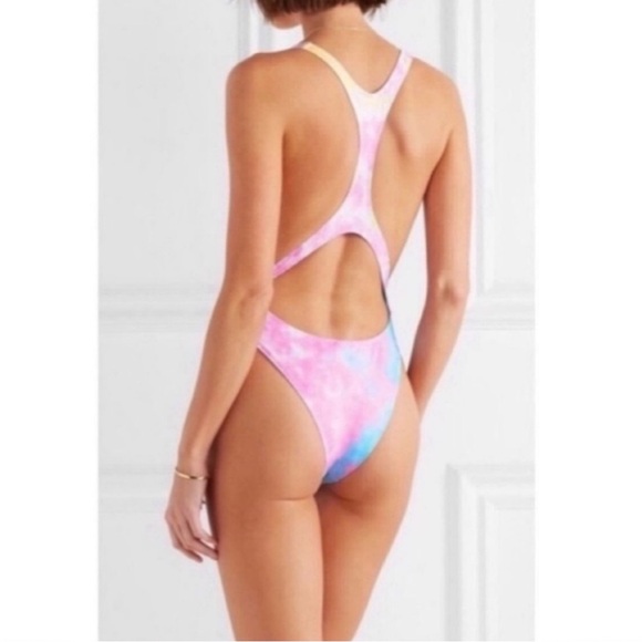 Anthropologie Pink and Blue Tie-Dye One Piece Swimsuit - Picture 7 of 9